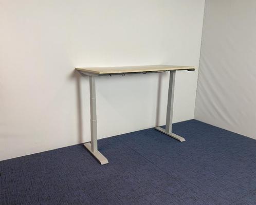 2 x Zit/sta bureau (elektrisch), licht eiken blad, 160 x 80, Huis en Inrichting, Bureaus, Gebruikt, Stabureau, Elektrisch, In hoogte verstelbaar
