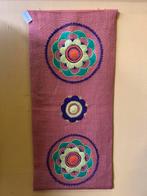 Vintage jaren 70 oranje wandkleed met bloemen, Ophalen of Verzenden, Huis en Inrichting