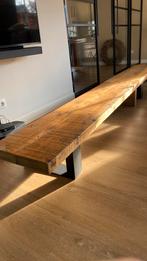 Tweedelig tv meubel met stalen en houten onderstel., Ophalen, Minder dan 50 cm, Dik hout (6 cm dikte), Zo goed als nieuw