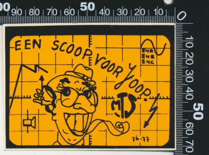 Sticker: MTS - Een scoop voor Joop, Verzamelen, Stickers, Zo goed als nieuw, Bedrijf of Vereniging, Ophalen of Verzenden