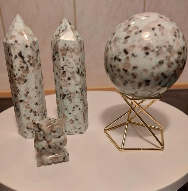 Schitterende Kiwi Jaspis set (Edelstenen), Sieraden, Tassen en Uiterlijk, Edelstenen, Zo goed als nieuw, Ophalen of Verzenden