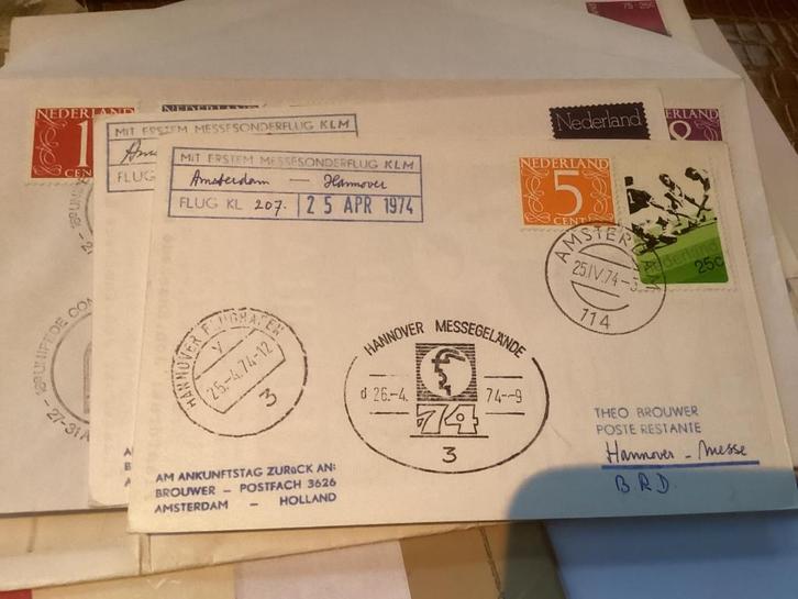 No5712 KLM Amsterdam Hannover 25-4-1974 Heb ook van, Postzegels en Munten, Postzegels | Eerstedagenveloppen, Onbeschreven, Nederland