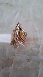 Gouden ring 18k met emaille en zirkonia, Nieuw, Ophalen of Verzenden, 17 tot 18, Dame