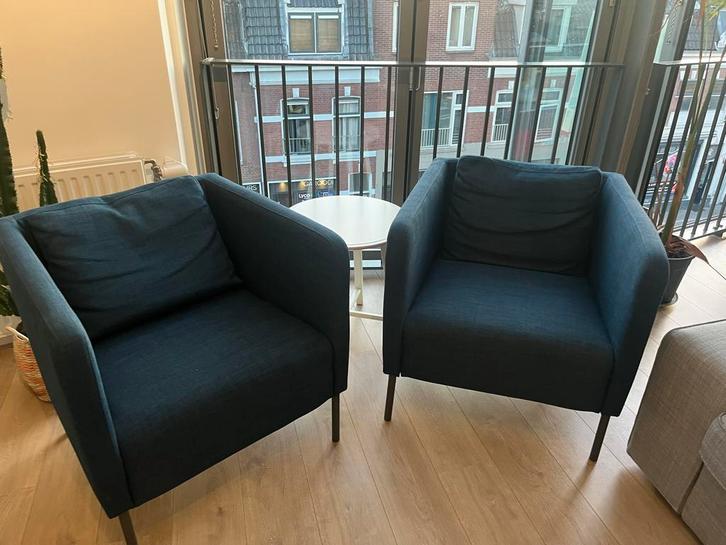 Blauwe IKEA EKERO fauteuil - Zeer nette staat, Huis en Inrichting, Fauteuils, Zo goed als nieuw, Stof, 75 tot 100 cm, Ophalen