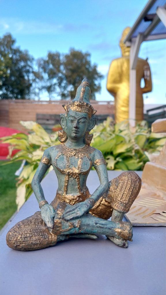Oude Tempelwachter Thailand,Muziekant,brons Boeddha,Buddha,,, Huis en Inrichting, Woonaccessoires | Boeddhabeelden, Gebruikt, Ophalen of Verzenden