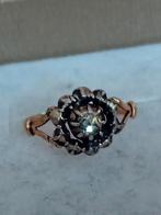 Antieke gouden ring met grote roosgeslepen diamant, Ophalen of Verzenden, Goud, Ring, Met edelsteen