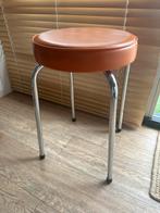 Retro Krukje Oranje/Chrome, Huis en Inrichting, Krukjes, Ophalen, Gebruikt, Staal