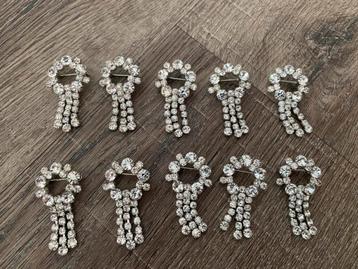 Partij 10 stuks luxe Strass broches beschikbaar voor biedingen