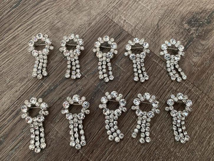 Partij 10 stuks luxe Strass broches, Sieraden, Tassen en Uiterlijk, Broches, Nieuw, Overige materialen, Overige kleuren, Verzenden