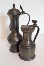 Antiek engelen tinnen kannen/schenkkan/kan/karaf met klep, Antiek en Kunst, Antiek | Tin, Ophalen of Verzenden