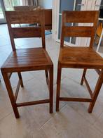 Houten hoge keukenstoelen, Ophalen, Gebruikt, Twee, Bruin