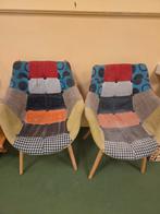 2 Patchwork Stoelen, Huis en Inrichting, Stoelen, Ophalen, Hout, Gebruikt, Twee