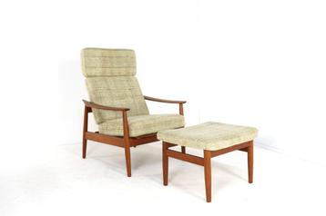 Arne Vodder fauteuil + voetenbank stoel Deens vintage beschikbaar voor biedingen
