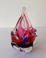 Glazen schaal mand helder bordeaxrood blauw hengsel 2594-s, Antiek en Kunst, Ophalen of Verzenden