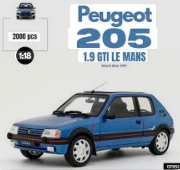 1:18 Peugeot 205 1.9 GTi Le Mans 1991 Miami blauw Ottomobile, Hobby en Vrije tijd, Modelauto's | 1:18, Nieuw, Auto, OttOMobile