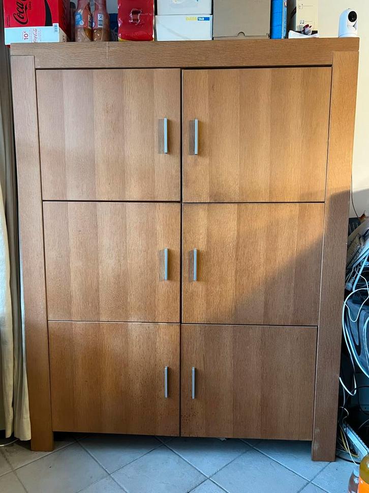 Houten eiken kast met 6 deuren en planken, Huis en Inrichting, Kasten | Wandmeubels, Gebruikt, 150 tot 200 cm, Minder dan 150 cm