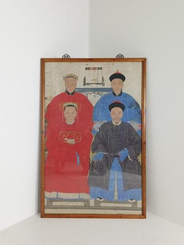 Chinese Ancestrale Portret uit de Qing Dynastie beschikbaar voor biedingen