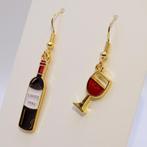 Rode wijn oorbellen (fles & glas), Verzenden, Nieuw, Overige materialen, Hangers
