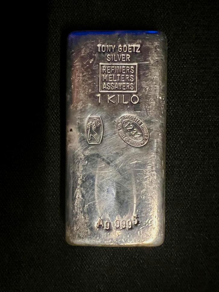 1 kilo zilverbaar – Tony Goetz – 999,9 zuiver zilver, Postzegels en Munten, Edelmetalen en Baren, Zilver, Ophalen of Verzenden