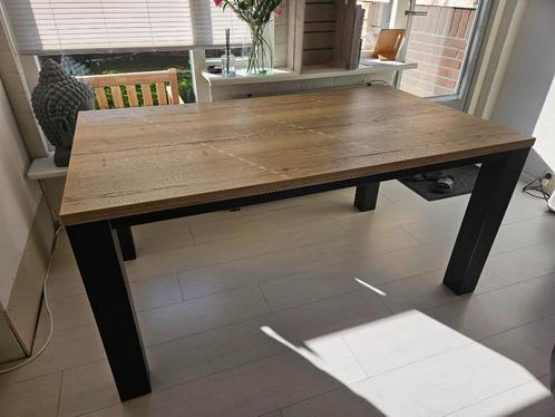 Eettafel 160x90 eiken met antraciet/zwarte poten, Huis en Inrichting, Tafels | Eettafels, Zo goed als nieuw, 50 tot 100 cm, 150 tot 200 cm