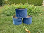 3x Light & Living Cilinder Lampenkap Velours - Petrol Blue, Ophalen, Zo goed als nieuw, Rond