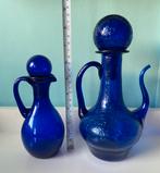 Vintage Empoli glas karaf - blauw 2x, Antiek en Kunst, Ophalen of Verzenden