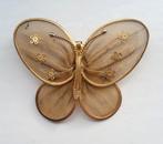 Broche tevens hanger Vlinder. Filigrain. Goudkleurig., Ophalen of Verzenden, Zo goed als nieuw, Goud, Overige materialen