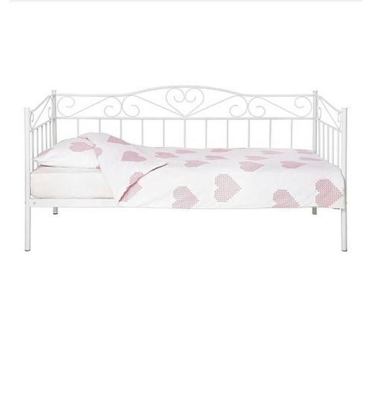 Witte bedbank Sacha, Kinderen en Baby's, Kinderkamer | Bedden, Zo goed als nieuw, 180 cm of meer, 85 tot 100 cm, Matras, Ophalen
