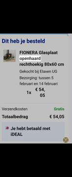 Glasplaat openhaard 80 60 cm  nieuw in doos, Ophalen, Nieuw