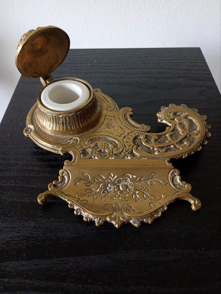 Antieke Messing Inktpot, Antiek en Kunst, Antiek | Kantoor en Zakelijk, Ophalen of Verzenden