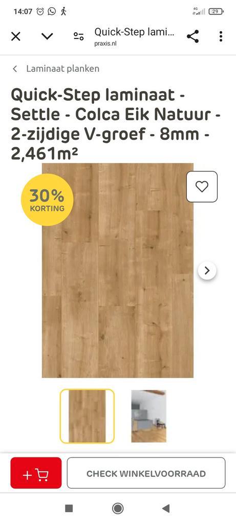 Quick-Step Laminaat - Settle Colca Eik Natuur - Over!, Doe-het-zelf en Verbouw, Vloerdelen en Plavuizen, Nieuw, Laminaat, Hout