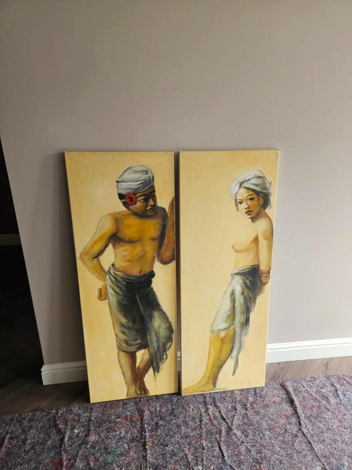 Indonesische schilderijen, Antiek en Kunst, Kunst | Niet-Westerse kunst, Ophalen