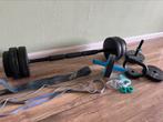 Barbell met sportatributen, Sport en Fitness, Fitnessmaterialen, Ophalen, Zo goed als nieuw