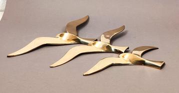 Mid Century. Messing vogels. Vogel 3x. Muurdecoratie  beschikbaar voor biedingen