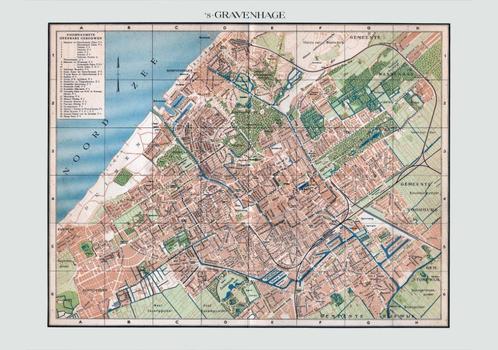 Grote landkaart plattegrond van Den Haag uit ~ 1935, Boeken, Atlassen en Landkaarten, Zo goed als nieuw, Landkaart, Wereld, 1800 tot 2000