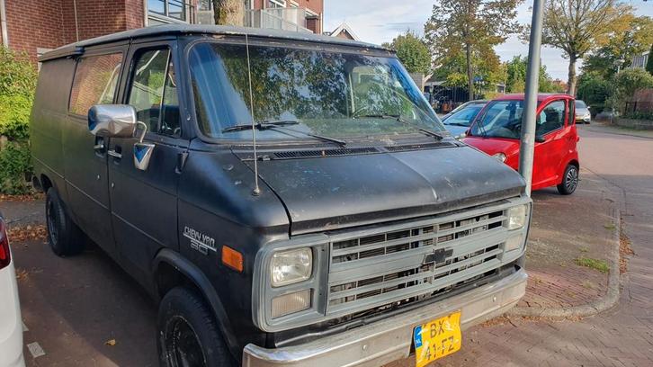 Chevy van G30 LPG/Benzine 1987, Auto's, Chevrolet, Particulier, LPG, Automaat, Zwart, Achterwielaandrijving, Ophalen