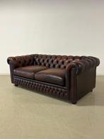 Chesterfield bank in doorleefd rundleder, Huis en Inrichting, Fauteuils, Ophalen, Gebruikt, Chesterfield / Engels / Klassiek, Leer