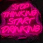 neon verlichting LED 'stop thinking, start drinking' roze, Nieuw, Ophalen of Verzenden, Lichtbak of (neon) lamp