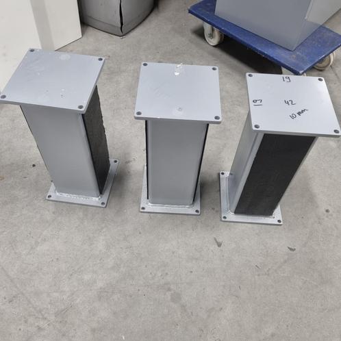 Set van 3  zware metalen kolommen met voetplaat, Doe-het-zelf en Verbouw, Metalen, Gebruikt