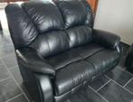 Zwart Leren 3 zits en 2 zits bank, Ophalen, Gebruikt, 150 tot 200 cm, Tweepersoons