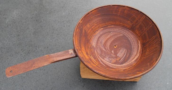 metalen roestige plantenbak koekenpan BPM139, Tuin en Terras, Bloembakken en Plantenbakken, Nieuw, Metaal, Balkon, Tuin, Minder dan 30 cm