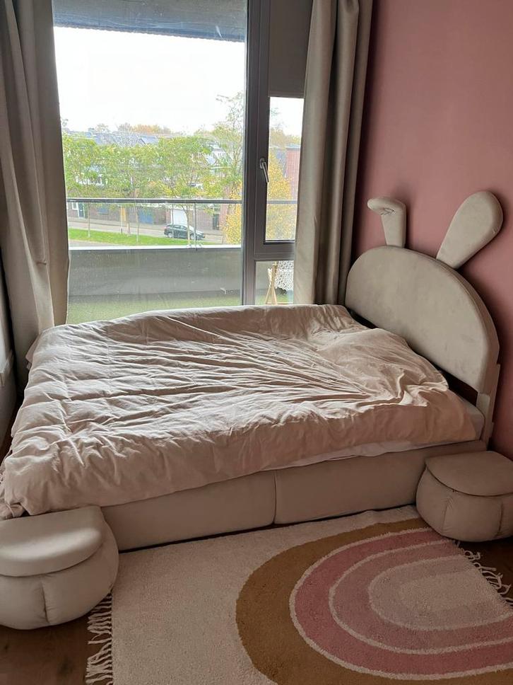 Kinderbed 140x200 met opbergruimte en konijnenoren, Huis en Inrichting, Slaapkamer | Bedden, Nieuw, Twijfelaar, 140 cm, 200 cm