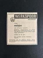 Werkspoor - vacature meisjes voor eenvoudig typewerk (1961), Ophalen of Verzenden, Gebruikt, Trein