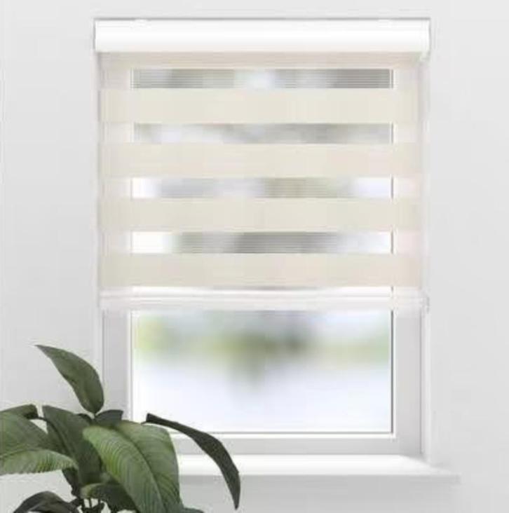 Zo goed als nieuw:  Linnen duo rolgordijnen (1/2 jaar oud), Huis en Inrichting, Stoffering | Gordijnen en Lamellen, Zo goed als nieuw