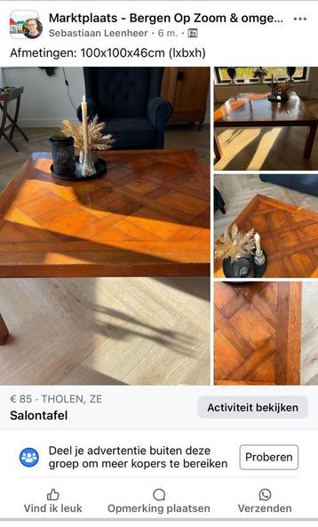 Klassieke massief houten salontafel  beschikbaar voor biedingen