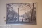 Schilderij foto Amsterdam gracht fiets, Ophalen of Verzenden, Zo goed als nieuw, Schilderij, Minder dan 50 cm