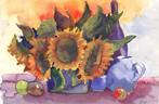 aquarel Zonnenbloem, Antiek en Kunst, Ophalen of Verzenden
