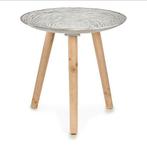 Bijzettafel Spiralen Hout Bruin Wit 40cm, Ophalen of Verzenden
