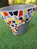 Mozaïek bewerkte terracotta bloempot, 25 tot 40 cm, Rond, Nieuw, Minder dan 40 cm