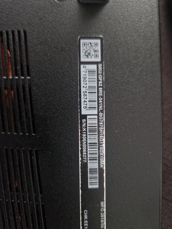 MSI GF63 8RE Gaming Laptop, Computers en Software, Windows Laptops, Gebruikt, 15 inch, SSD, 2 tot 3 Ghz, 8 GB, Qwerty, Met videokaart